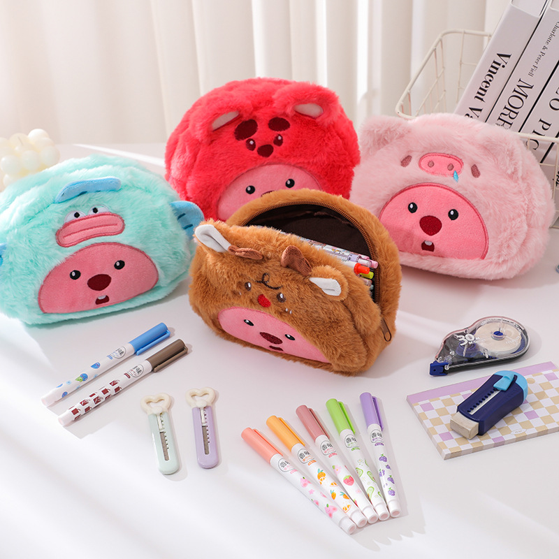 Pencil Case Large - Karikatür peluş kalem çantası öğrenci Kawaii