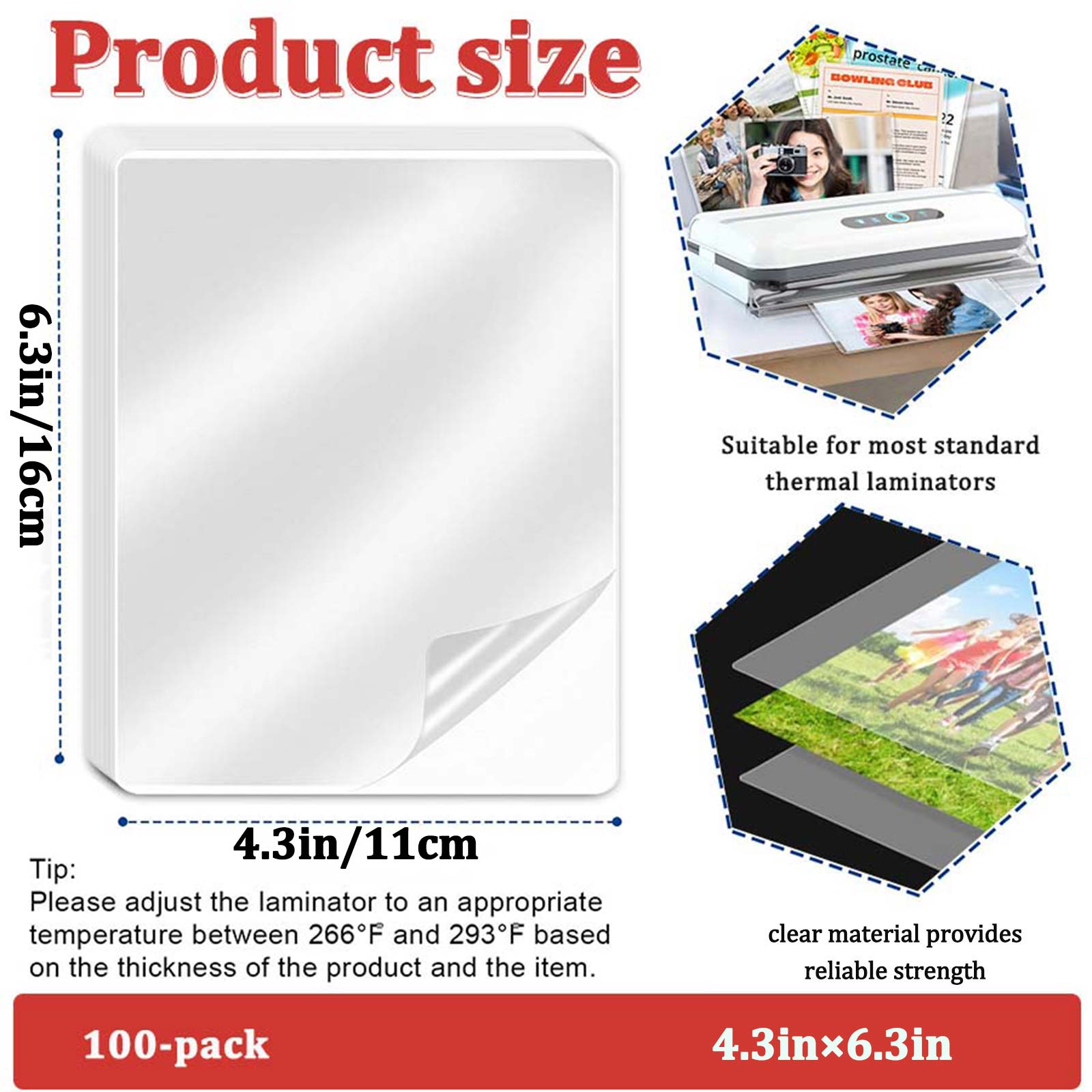 100 Sayfa 4,3×6,3 inç Termal L - Document Laminator Pouch incelemesi ve fiyatı